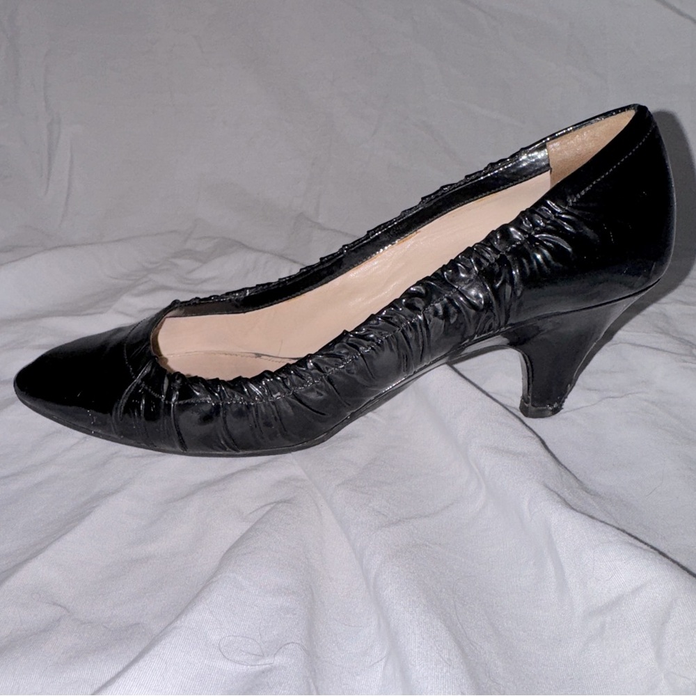 Prada black patent low heels